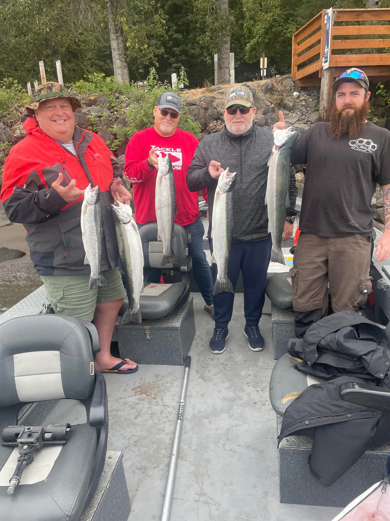 Anglers with their catch at the dock